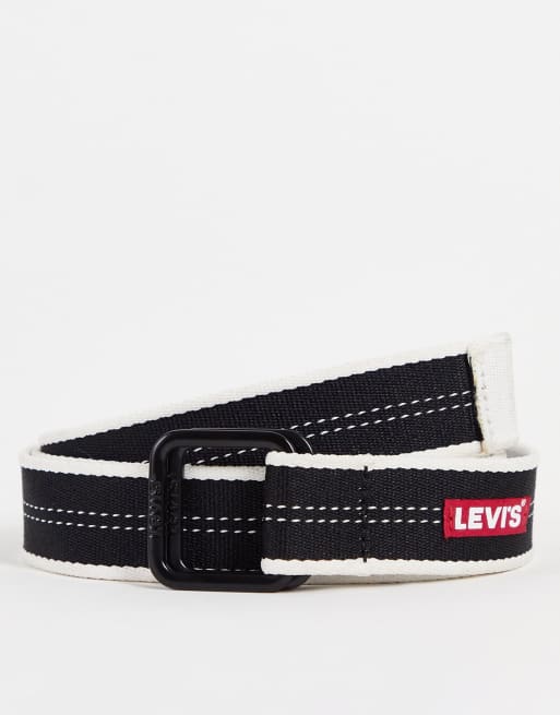 Levi's web belt with baby boxtab logo in black/white | ASOS