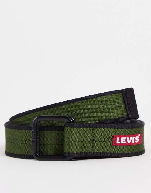 Levi's web belt with baby boxtab logo in green | ASOS