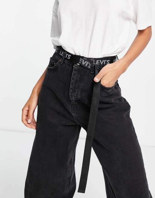 Levi s web logo detail belt in black