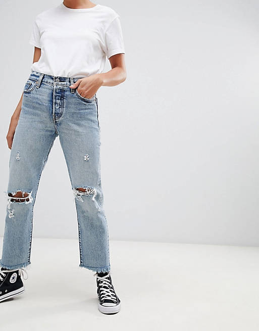 Levi's Wedgie straight cut ripped knee jeans | ASOS