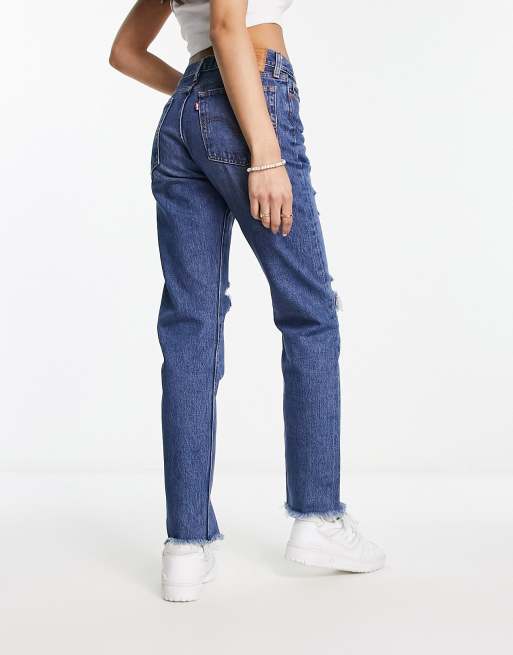 American Frayed Wash Multi-Pocket Cargo Jeans Women Retro Fashion