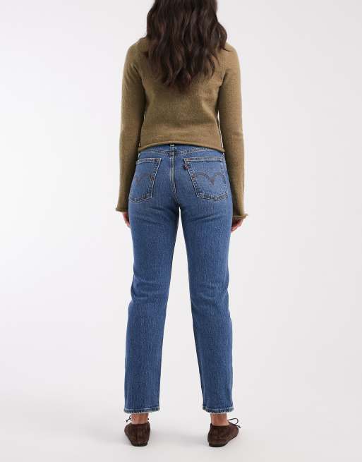 Levi's wedgie straight jeans w kolorze średniego błękitu, 3 z 5