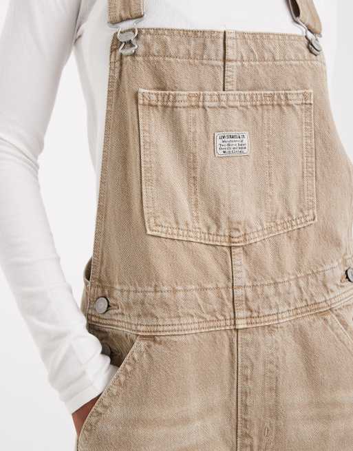 Levi's – Weit geschnittene Jeans-Latzhose in Steinbeige, 3 von 4