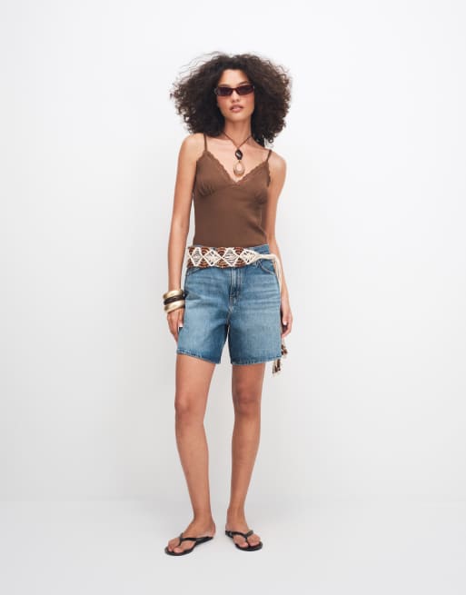 Levi's – Weite Jeans-Shorts in Mittelblau mit hohem Bund, 5 von 7