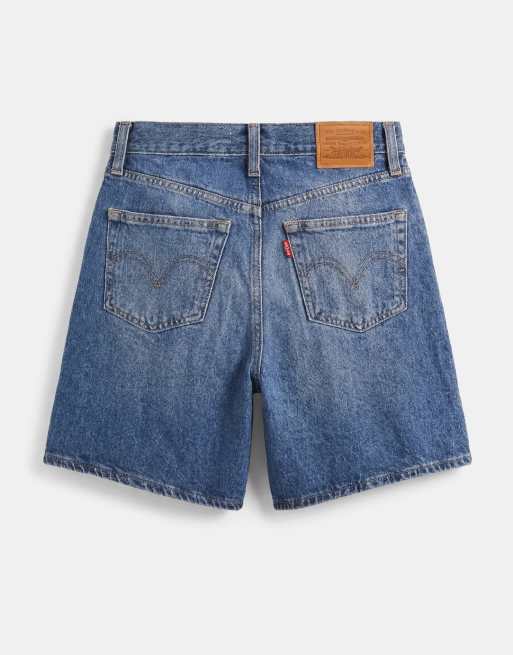 Levi's – Weite Jeans-Shorts in Mittelblau mit hohem Bund, 7 von 7