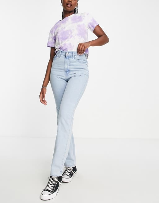 Levi's - Well Thread - Jean droit en coton à taille haute style années 70- Délavage clair - LBLUE