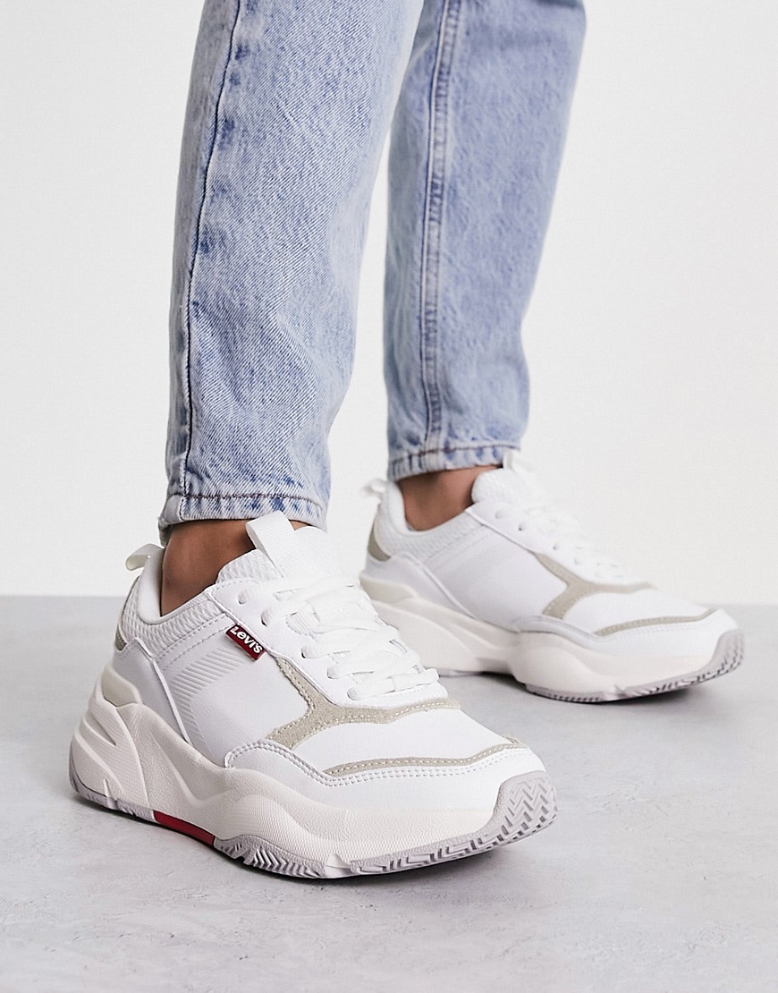 levi's west chunky trainers in white-black