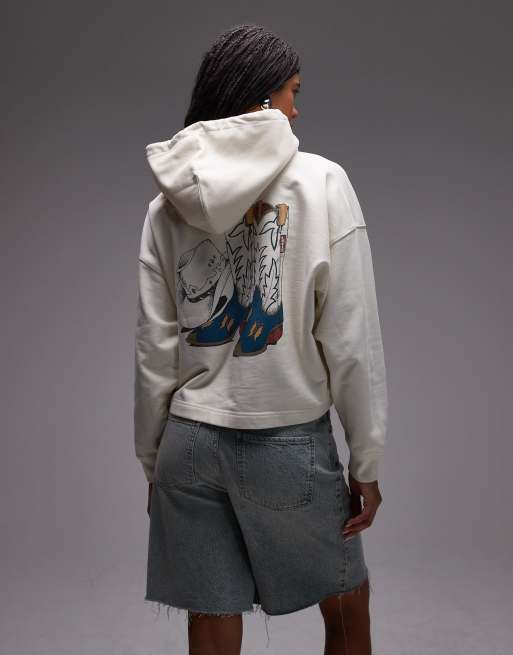 Levi's western back print hoodie in ecru
