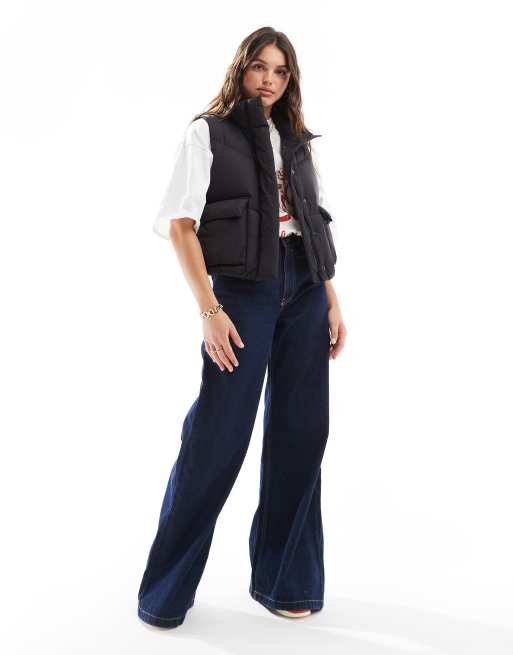 Levi's western bubble down puffer vest in black