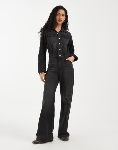 Levi's western denim jumpsuit in black - view 1