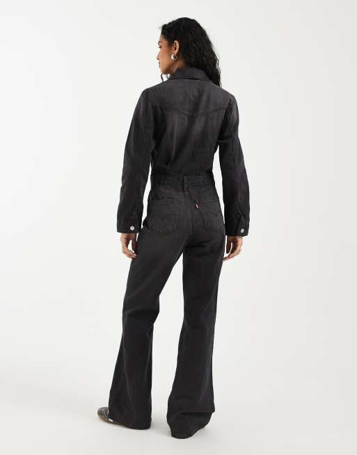 Levi's western denim jumpsuit in black, 3 of 4