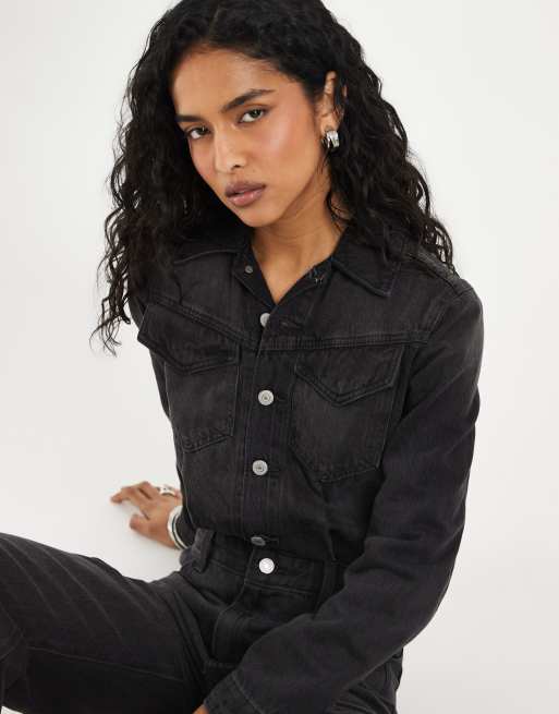 Levi's western denim jumpsuit in black, 4 of 4