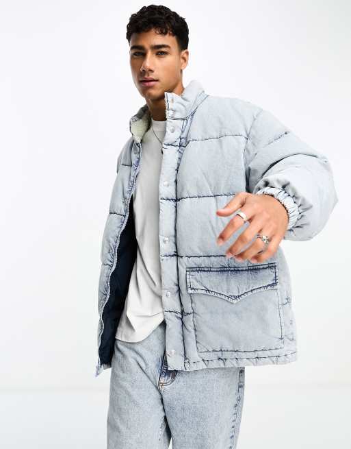 Levi's Western Down super puffer jacket in light blue denim wash