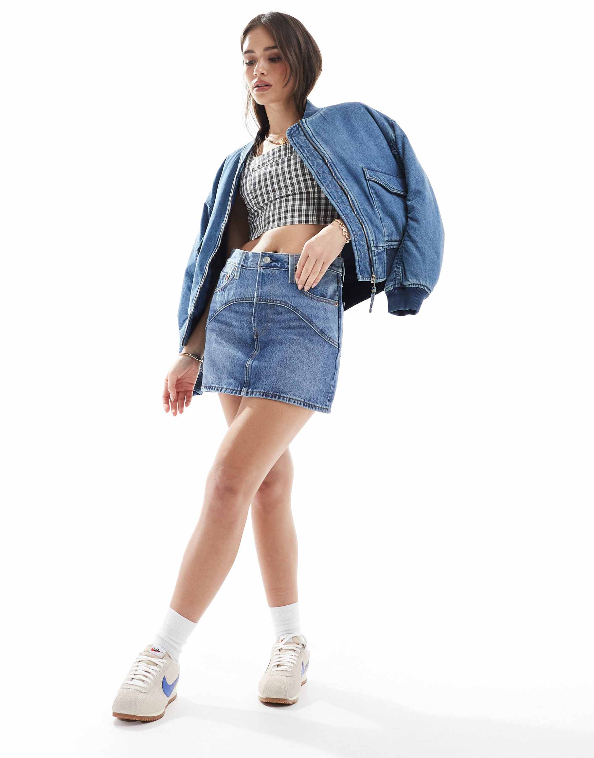 levi's western icon denim skirt in light blue