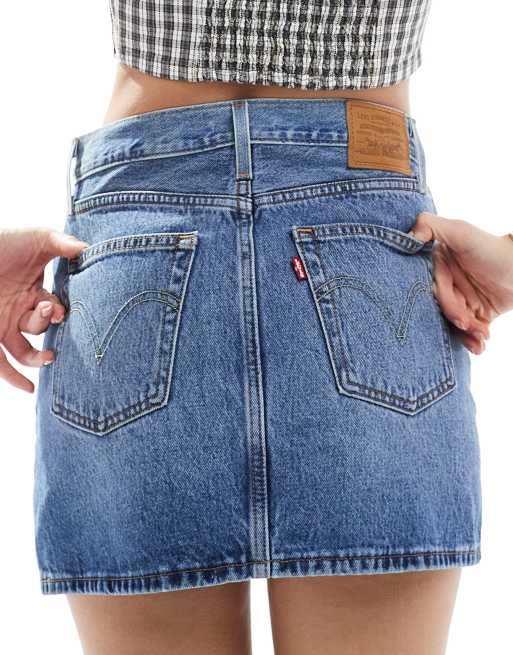 【関税込み】Levi's ブルー Western Icon デニム ミニスカート セール】Levi's（リーバイス）ICON SKIRT WESTERN YOKE