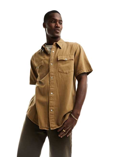 Levi's western relaxed fit shirt in tan | ASOS