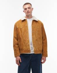 Levi's western sherpa suede trucker jacket in tan