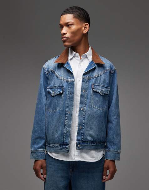 Levi's western shorthorn denim trucker jacket in mid wash - view 1