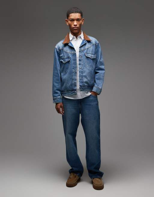 Levi's western shorthorn denim trucker jacket in mid wash, 2 of 5