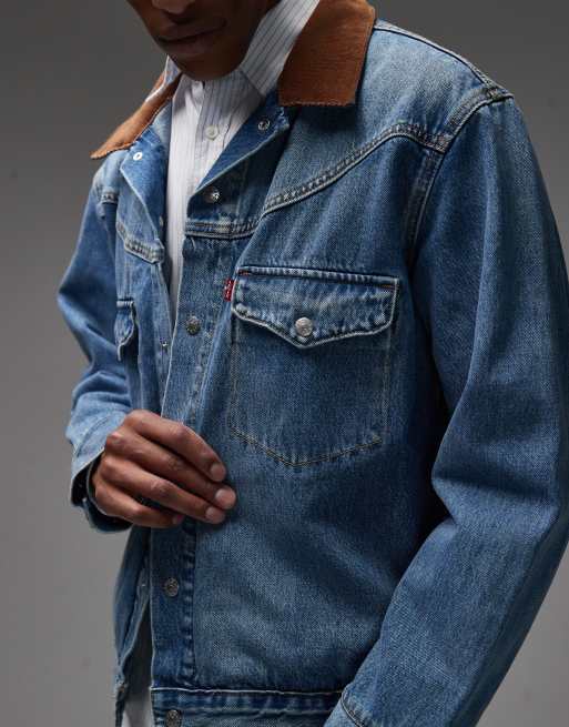 Levi's western shorthorn denim trucker jacket in mid wash | ASOS