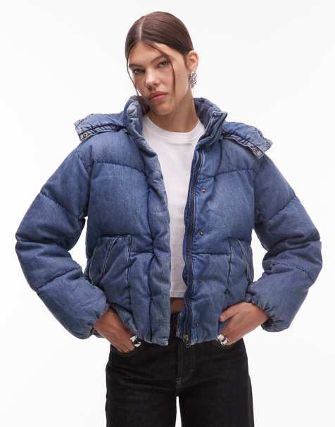 Levi's western shortie denim puffer coat in blue