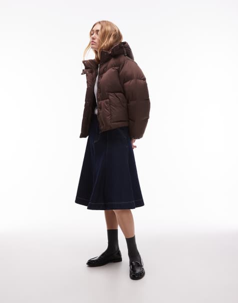 Levi's western shortie puffer coat in brown - view 1
