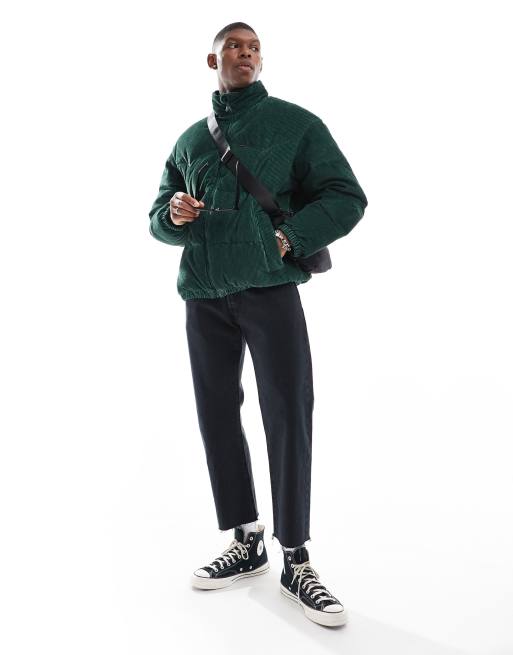 Green cord puffer jacket hotsell