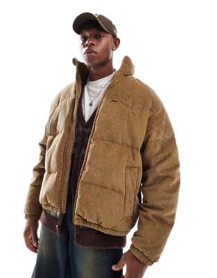 Levi's western super down cord puffer jacket in tan-Brown