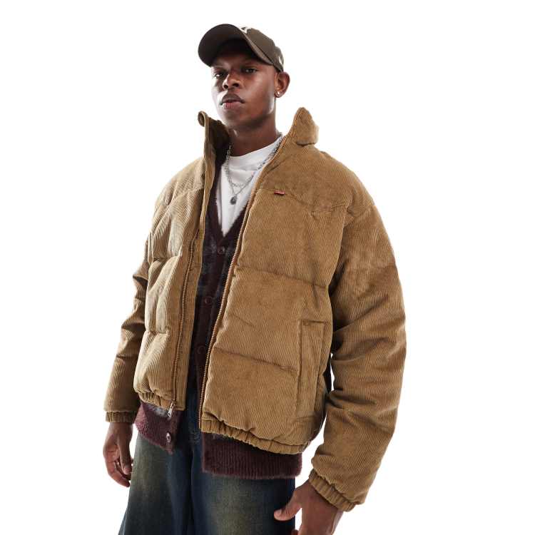 Beige corduroy puffer jacket online