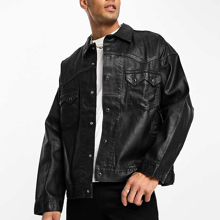 Levi's Western trucker jacket in wax black finish | ASOS Levi's Western trucker jacket in wax black finish | ASOS