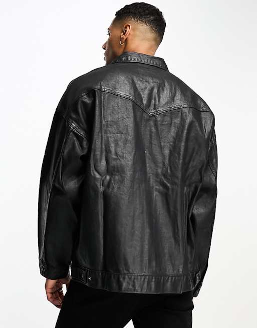 Levi's Western trucker jacket in wax black finish | ASOS Levi's Western trucker jacket in wax black finish | ASOS