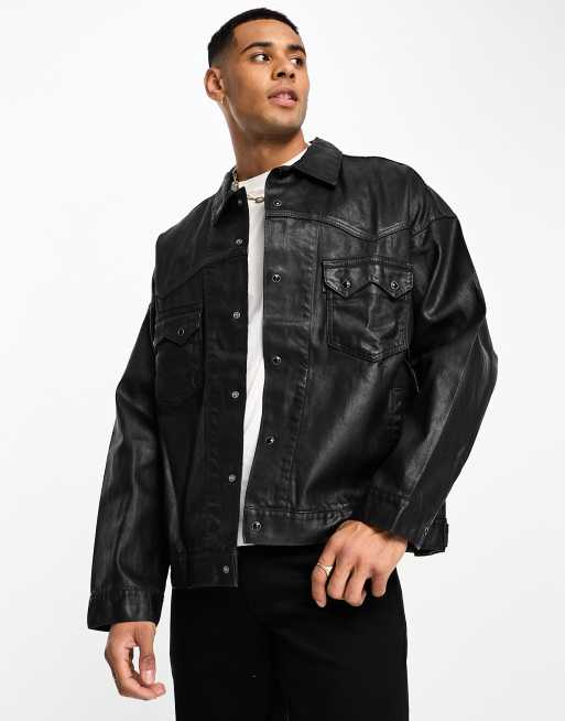 Levi's – Western – Truckerjacke in gewachstem Schwarz