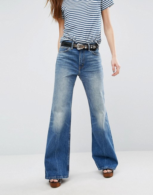Knee length high waisted wide leg jeans levi s tops gowns