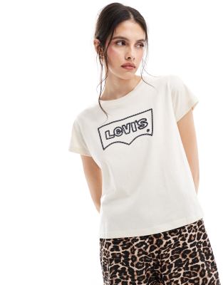 Shop Levi's wonky rope batwing logo boxy t shirt in beige Online – Trendy & Affordable Fashion