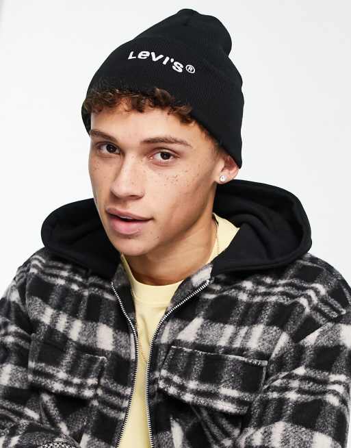 Levi's woodmark beanie with modern vintage logo in black
