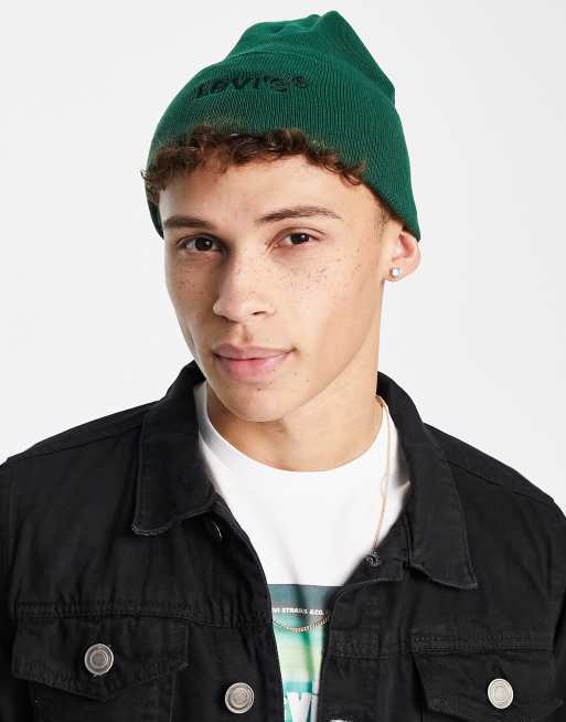 Levi's woodmark beanie with modern vintage logo in green