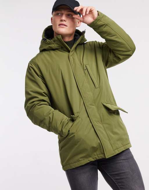 Levi s woodside utility hooded parka jacket in olive night