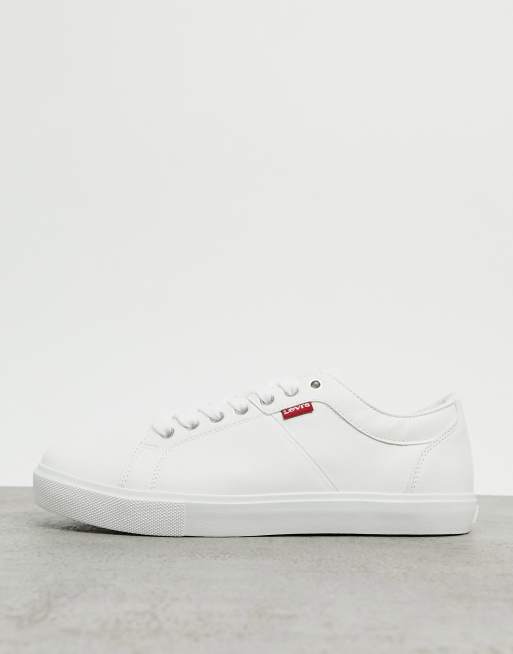 Levi's woodward faux leather trainer in white with small logo | ASOS