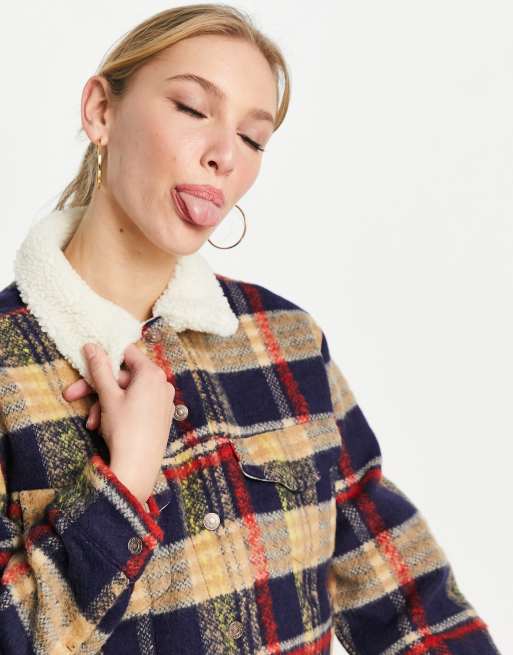 Plaid sherpa trucker jacket best sale