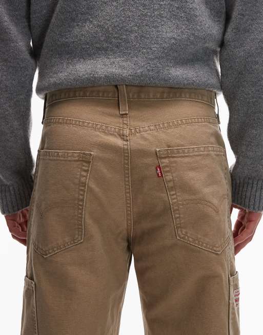 Levi's – Workwear 568 – Locker geschnittene Hose in Beige mit verstärkter Kniepartie, 4 von 5