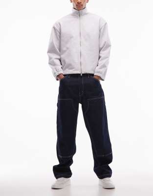 Workwear 568 - Locker geschnittene Jeans in dunkler Waschung mit doppellagiger Kniepartie-Marineblau Marineblau W32 L32