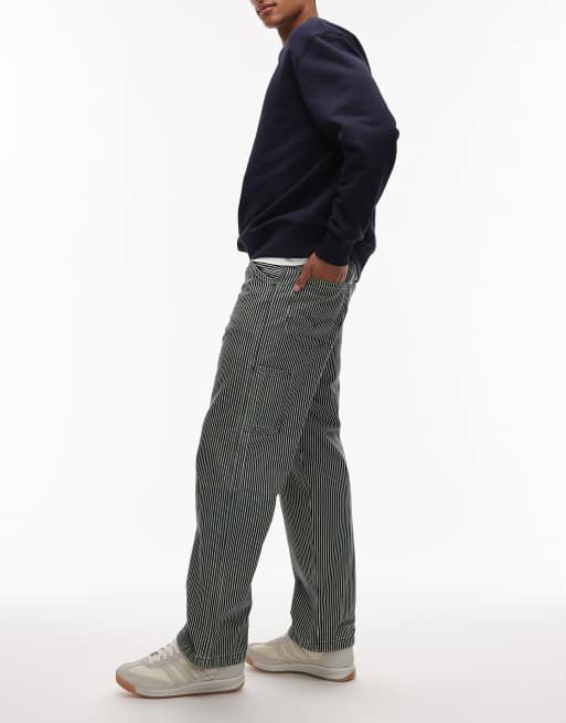 Levi's Workwear 568 loose railroad stripe carpenter jeans in mid blue, 3 of 5