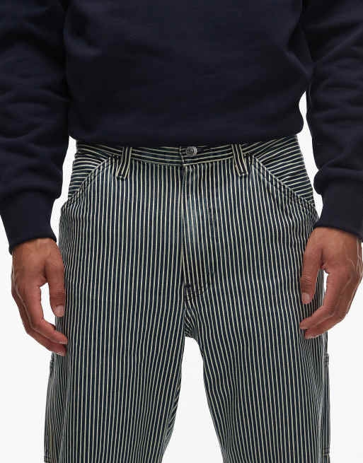 Levi's Workwear 568 loose railroad stripe carpenter jeans in mid blue, 5 of 5