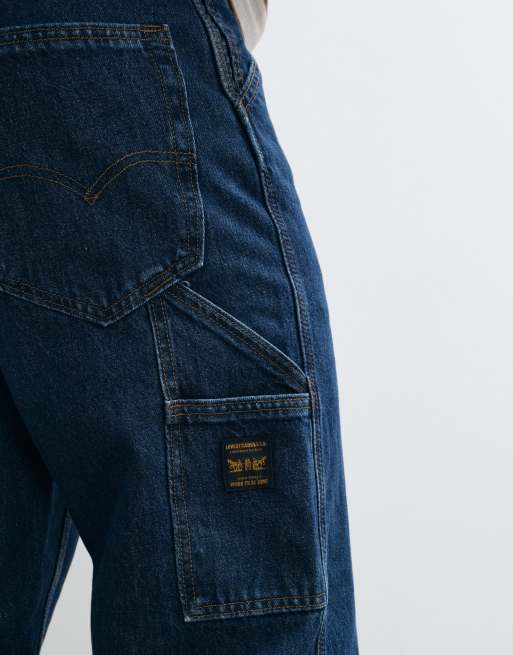 Levi's Workwear 568 loose straight denim carpenterjeans in donkerblauw, 3 van 6