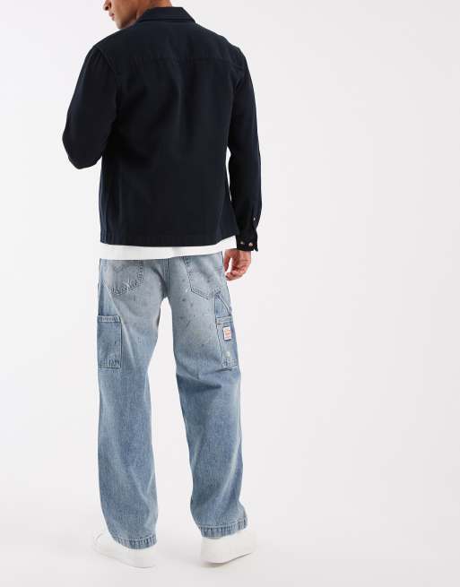 Levi's Workwear 568 loose straight double knee jeans with distressing in light blue, 3 of 5
