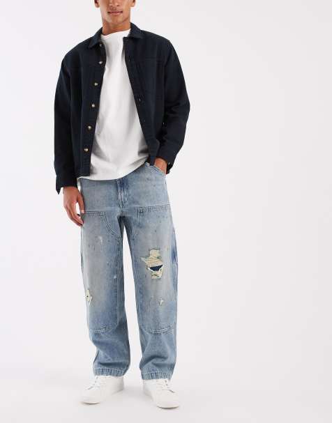 Levi's Workwear 568 luźne jeansy straight z podwójnym kolanem i przetarciami w jasnoniebieskim odcieniu - view 1