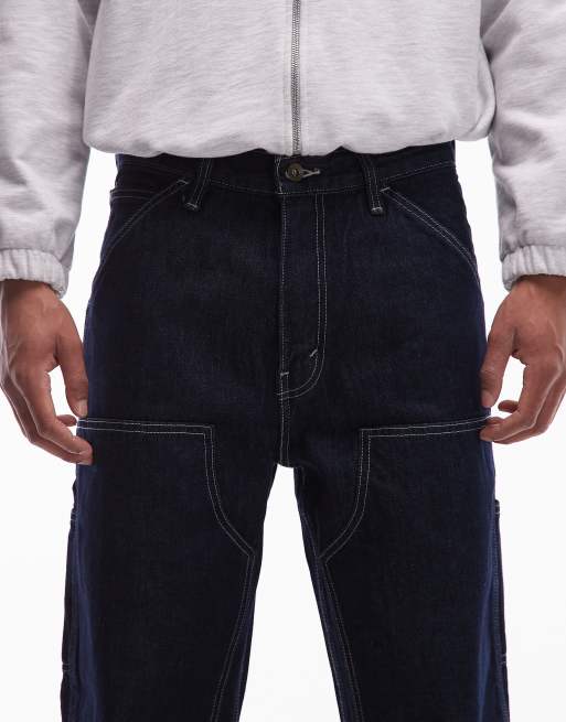 Levi's – Workwear 568 – Mörkblå, tvättade, lediga jeans med förstärkta knän, 5 av 5