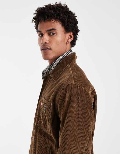 Levi's Workwear berkley cord trucker overshirt in brown, 5 of 5
