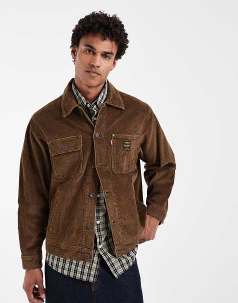 Levi's Workwear berkley sztruksowa koszula wierzchnia typu trucker w brązie - view 1