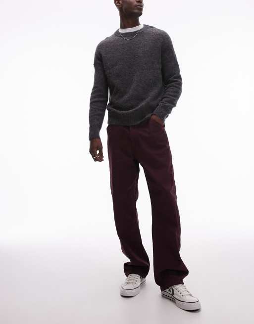 Levi's Workwear - Capsule 568 - Bordeaux stykfarvede arbejdsbukser med lige ben i twill i østsiddende pasform, 2 af 5